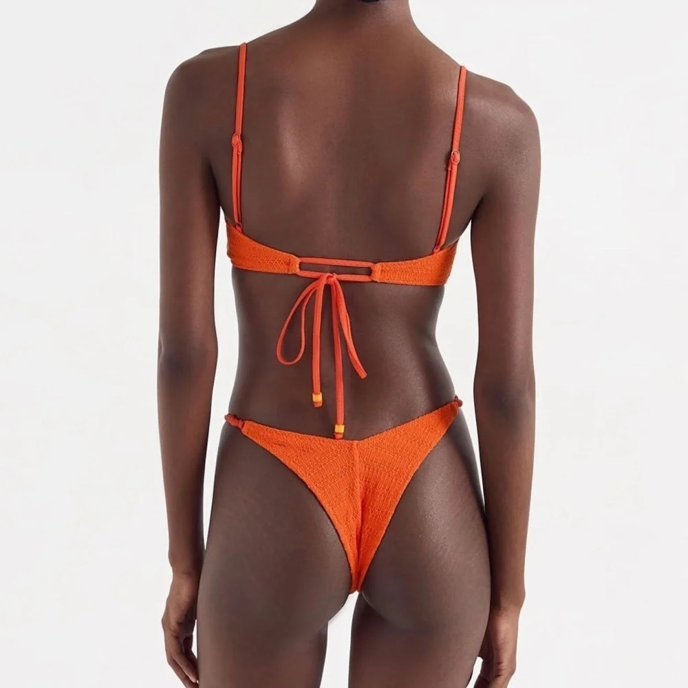 NWT OneOne Swimwear Bikini Set Orange Medium Small New Bailey Nova Tiger
